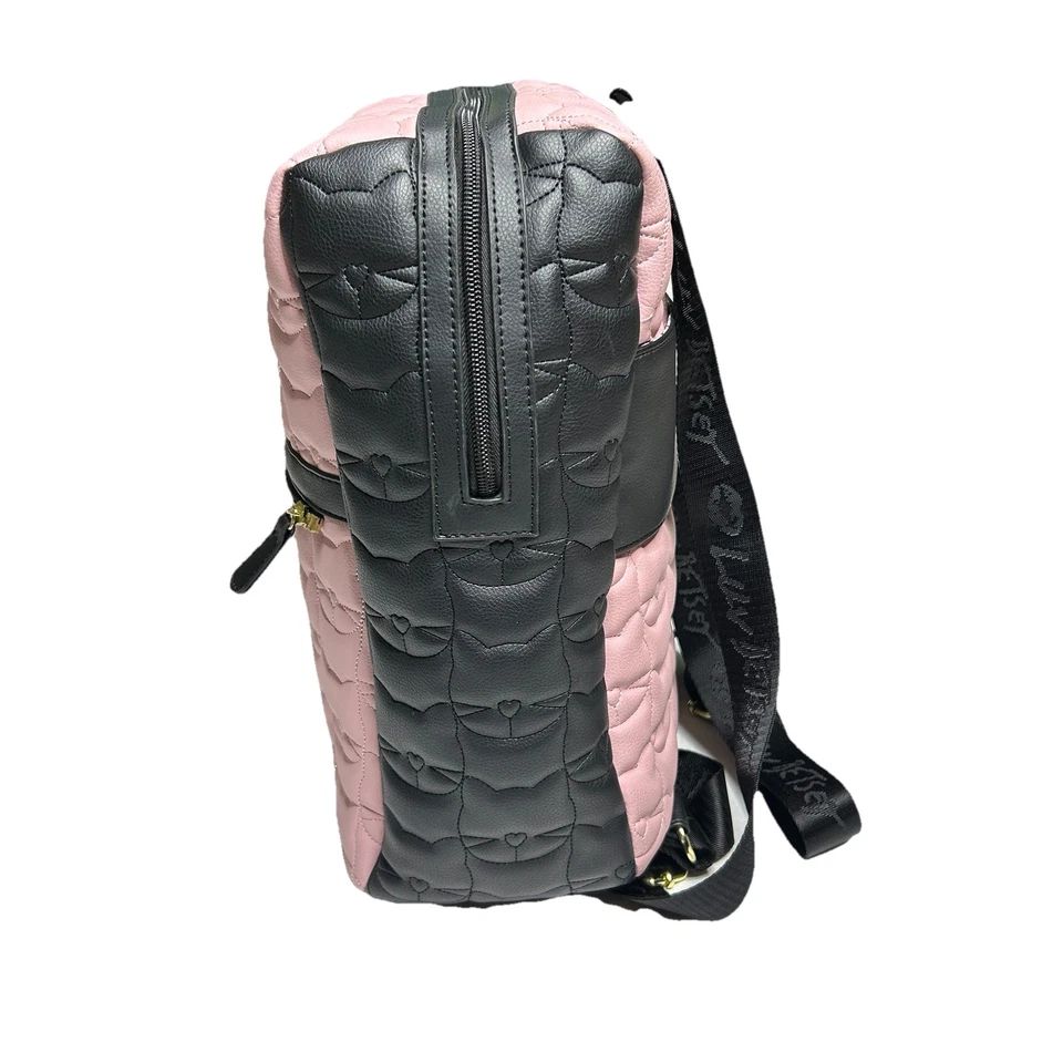 BETSEY JOHNSON Kitty Cat Backpack Quilted Black Pink - Image 2 of 4