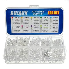 10 Colors 200 Pcs 5mm LED Diode Lights Assored Kit Pack Transparent DC 2V - ...