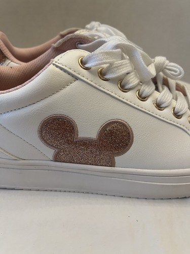 Disney Mickey Mouse Pink Shimmer And White Sneakers Size 9 - Picture 2 of 9