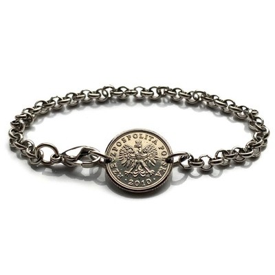 2015 Poland Polska 10 Groszy coin bracelet Polish eagle Warsaw Krakow b000134