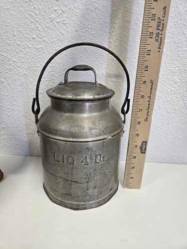 Vintage 4 Quart Milk Can Top and Handle Rustic Farmhouse Metal - Picture 15 of 15
