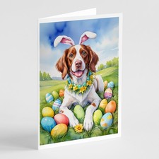 Caroline's Treasures Brittany Spaniel Easter Egg Hunt Greeting Cards Pack of 8