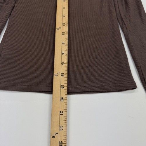 Joah Brown Long Sleeve Top XS Square Neck Brown Ribbed Neutral - Picture 8 of 8