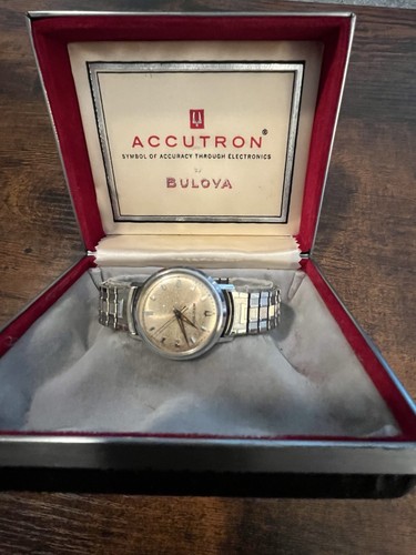 Vintage Bulova Accutron M6 1966 10k GF Gold Filled With Case Needs Battery - Picture 5 of 13