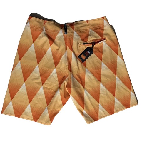 Micros Shorts Mens 32 Orange Boardshorts Hybrid Swim Beach Surf Casual Bright - Picture 4 of 6