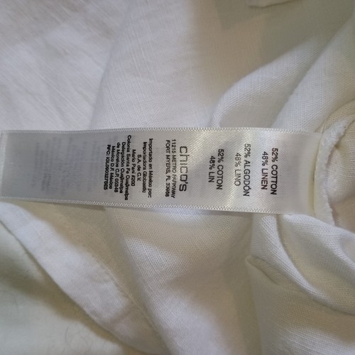 Chico’s weiß verziertes Tunika Top Gr. 1 Leinen Baumwolle Boho Resort Indien Perlen - Bild 11 von 14