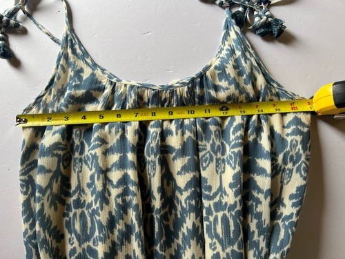LOVE SAM blue cream tasseled sleeveless maxi boho dress ikat sz L festival - 第 11/12 張圖片