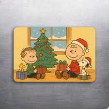 3x 2 Vintage Peanuts Charlie Brown Christmas Snoopy Fridge Refrigerator Magnet