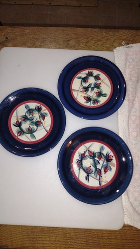 3 PSilkotch Art Pottery Porcelain Decorative Plate. Floral 8" - Picture 1 of 2