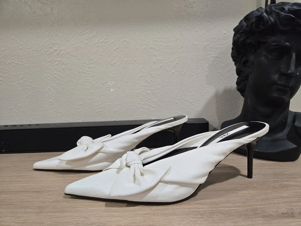 Sandalias Zara Zapatos Mules con Detalles de Lazo Foto 3 de 4