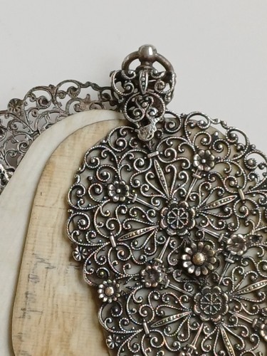 Art Nouveau Chatelaine aide de memoire dance card silver Filigree. note book - Picture 4 of 8