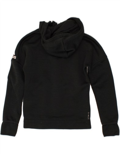ADIDAS Boys Zip Hoodie Sweater 9-10 Years Black Polyester BP08 - Picture 2 of 3