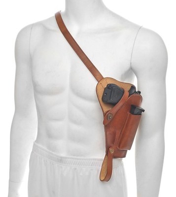 Premium Brown Leather Tanker Shoulder Holster fits Beretta 92FS Taurus PT92