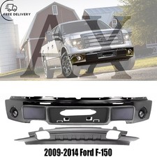 Front Bumper Chrome Steel & Fog Lights Assembly Kit For 2009-2014 Ford F-150