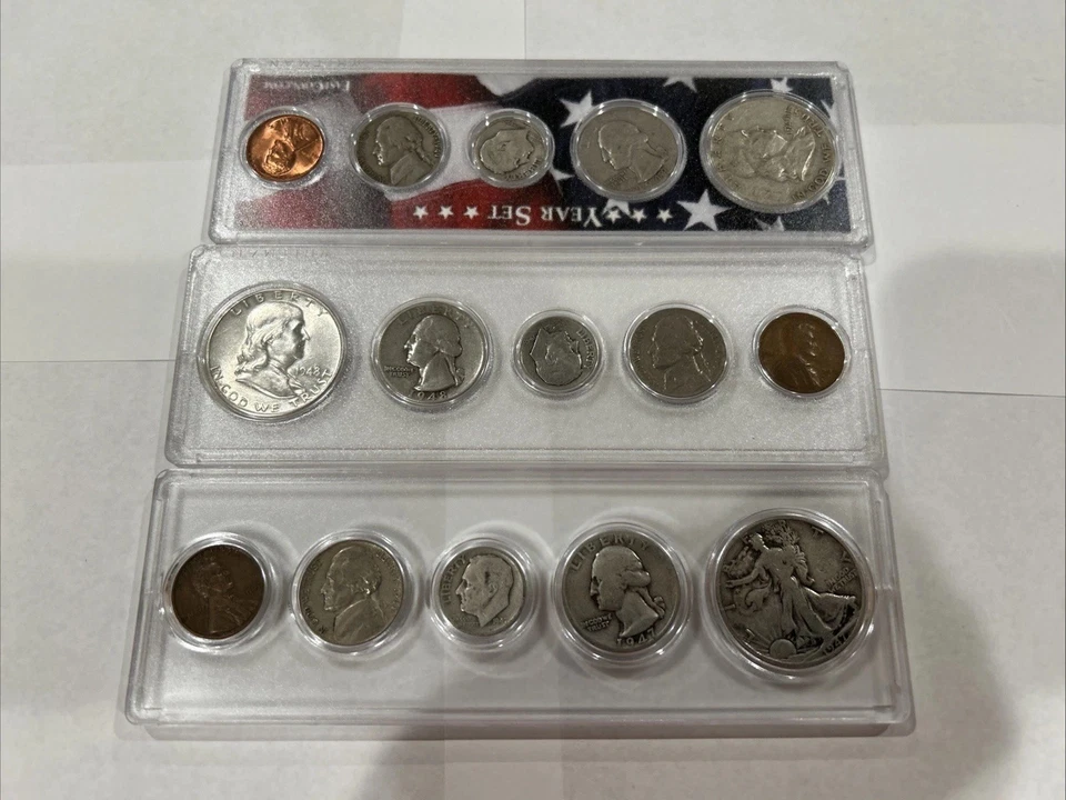 1947,1948,1949- MINT SET (3 Lots Sets) 90 % SILVER. - Image 2 of 4