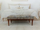 Handmade Kilim Ottoman Bench Wood Work Piano Bench Dining Bench Boho Bench