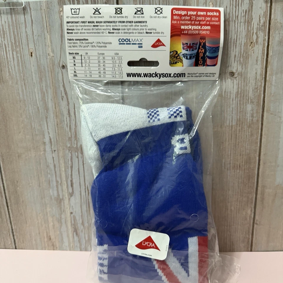 Nuevos calcetines deportivos Wacky Sox Gran Bretaña hasta la rodilla, calcetines de rugby, talla grande Foto 3 de 4