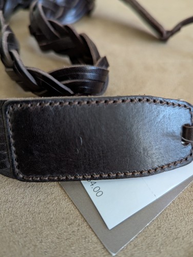 Women's Leather Belt Woven Braided Chocolate Brown Made In ITALY Italian Leather - Picture 4 of 9