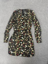 PrettyLittleThing PLT Black Embroidered Floral Mini Dress UK 8 Sheer, RRP: £65