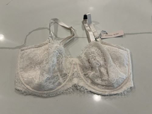Victoria’s Secret DREAM ANGELS Unlined Balconette Bra White Lace 38DDD NWT - Picture 2 of 4