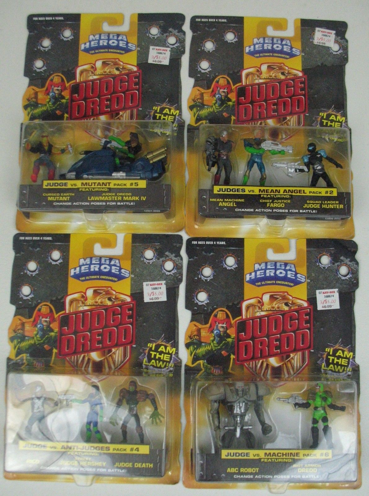 Judge Dredd Mega Heroes Lot of 4 MOC NEW ON CARD Judge Dredd Mega Heroes Lot of 4 MOC NEW ON CARD