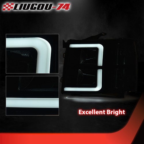 LED DRL Projector Headlights Fit For Chevy Silverado 1500 2500 07-14 Black Smoke - Picture 4 of 9