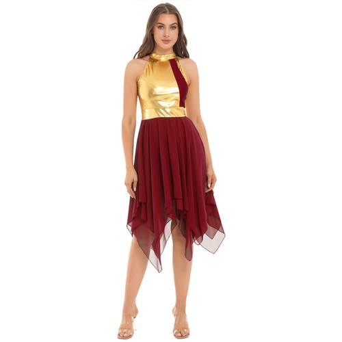 Damen Kleider Bühnen Tunika mit Hose Metallic Kleid und Hose Wettkampf - Bild 23 von 77