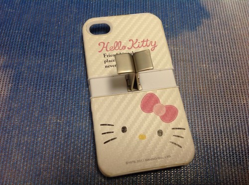 Funda rígida Hello Kitty iPhone 4/4S blanca/plateada calidad con soporte incorporado - Imagen 3 de 5