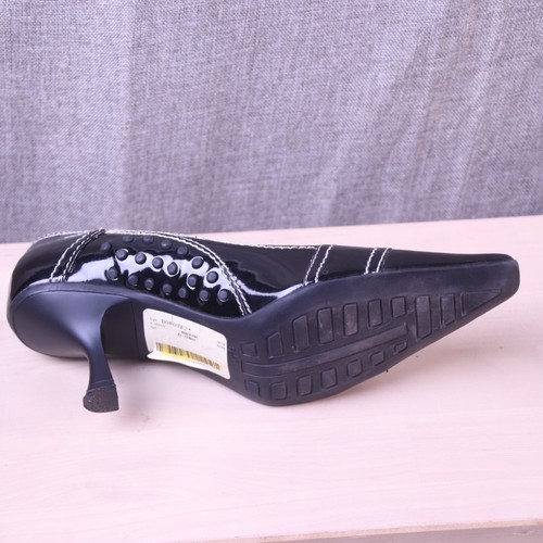 Vintage Steve Madden Black Heels Womens 6.5 Black Goth 80s 90s Style White Stich - Picture 9 of 13