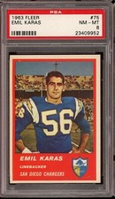 1963 Fleer Football #75 Emil Karas PSA 8