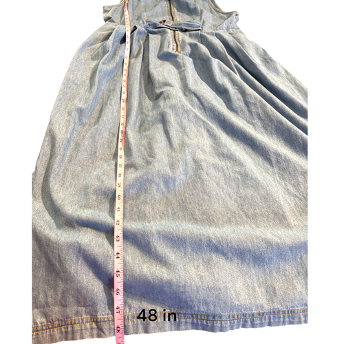 J.G. Hook Vintage 80er Jahre lang Plissee Denim Jeans Pullover Kleid Reißverschluss Fronttaschen Gr. 12 - Bild 11 von 11