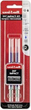 65874PP Uni-Ball Gel 207 Impact RT Pen Refill, Bold 1.0mm, Blue Ink, 1 Pack of 2