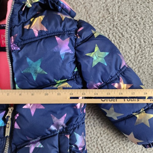 Ixtreme All Over Fall Star Puffer Jacket W/ Fleece Hood Girls 4 Navy Multi L/S - Picture 8 of 15