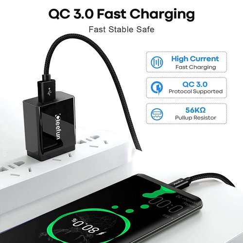 Extra Long USB C Cable 60ft Nylon Braided Fast Charging for Phone Tablet Camera - Zdjęcie 5 z 9