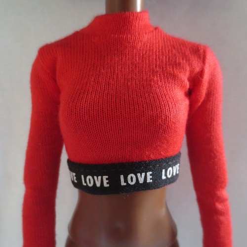 NEU! 2020 Barbie Extra Puppe rot & schwarz "LOVE" langärmeliges Oberteil ~ Kleidung - Bild 5 von 6
