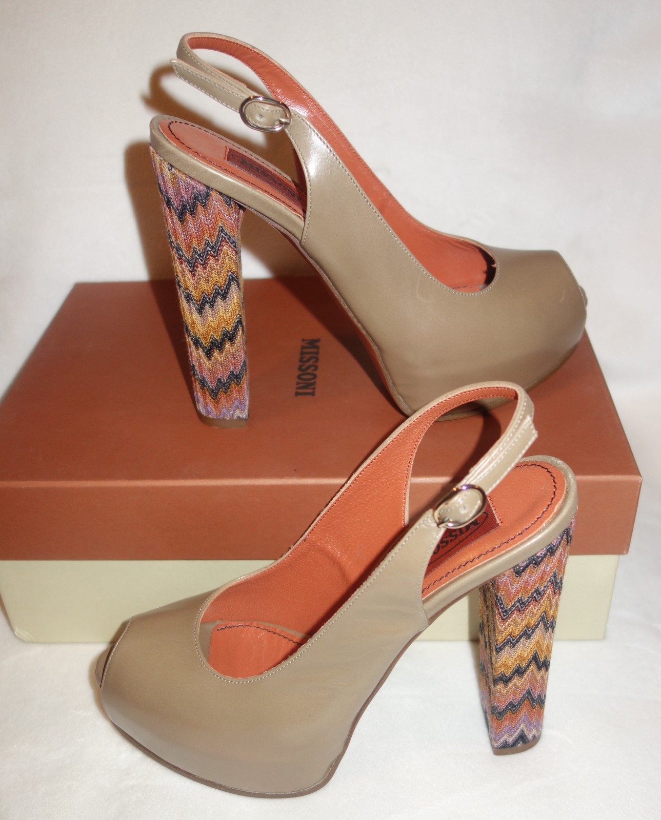 MISSONI platform slingback heels pumps shoes peep toe Italy 38 NEW $745 MISSONI platform slingback heels pumps shoes peep toe Italy 38 NEW $745