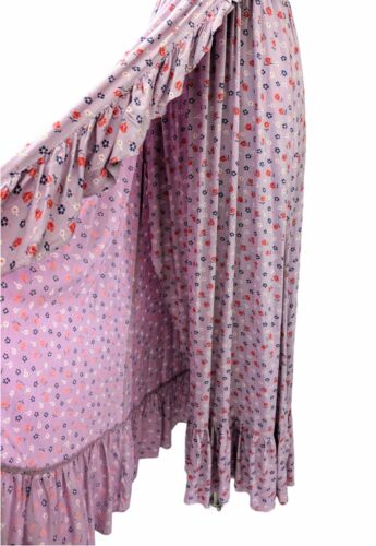 MADEWELL Dress Faux Wrap Maxi Floral Purple Red Blue Ruffle Flutter Sleeve Sz 2 - Picture 9 of 13