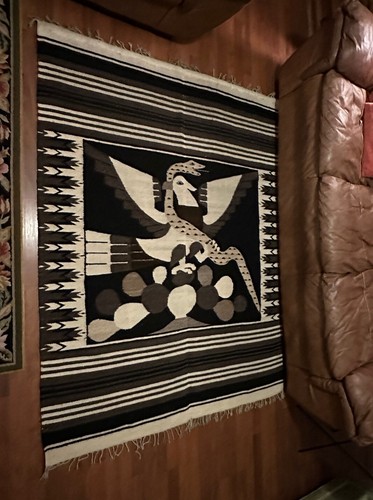VTG Hand Woven Wool Hanging Tapestry Aztec Mexican Southwestern Rug Textile - Picture 2 of 15