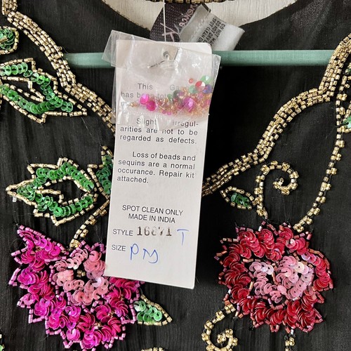 NWT Vintage LAURENCE KAZAR Petite Beaded Floral Silk Mesh V-Neck Blouse—SZ. PM - Picture 18 of 20