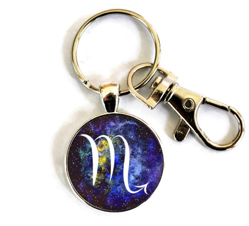 Key Rings for Women Zodiac Sign Astrology Symbol Stars Split Ring Scorpio - Picture 1 of 2