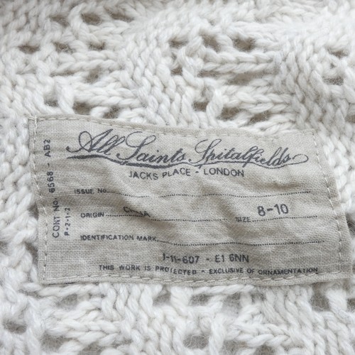 All Saints Waterfall Cardigan Crochet Longline Open Front Y2K beige UK 8 10 - Picture 12 of 14