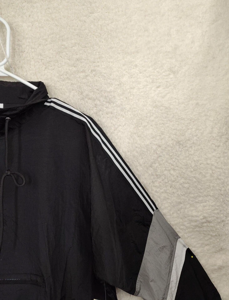 BCBG 女式夹克大号黑色 100% 尼龙长袖 1/2 拉链作物风衣 — 第 3/4 张图片