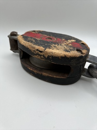 Vtg Marine Boat Pulley Iron Hook Rustic Nautical Man Cave Coastal Tiki Bar Decor - Picture 6 of 7