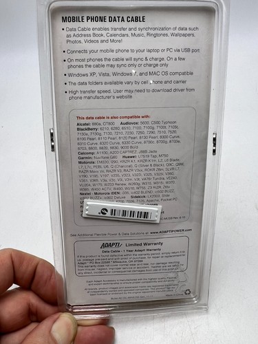 Adapti Data Cable Phone to USB - Blackberry-Motorola-Audiovox - NEW DC-MiniUSB - Picture 3 of 4