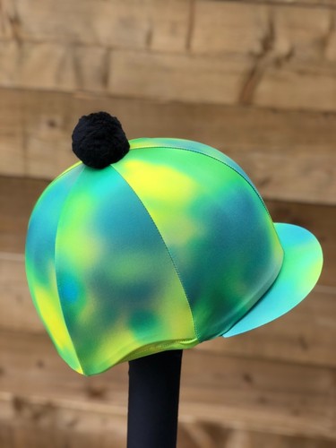 Riding hat silk fur Pom one Size Green ombré - Picture 5 of 22