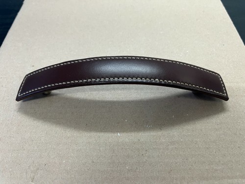 Turnstyle Designs Chocolate Leather Cabinet Curve Handle 128mm Centres  H1193 WS - Picture 1 of 12