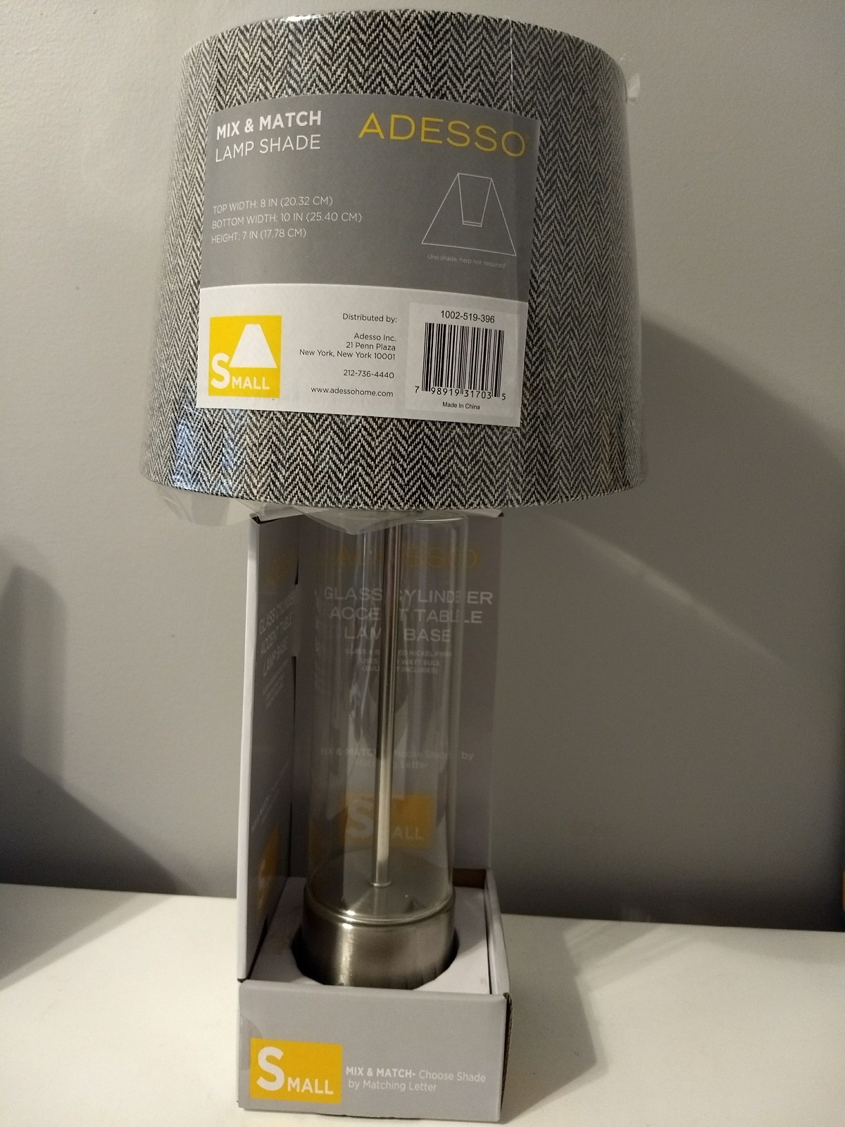Adesso Glass Cylinder Mix Match Accent Table Lamp Base Black Gray Shade