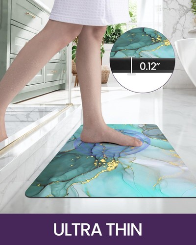 Ultra Thin Non-Slip Bathroom Mat, Quick Dry & Absorbent, 16x24, Turquoise Green - Picture 6 of 9