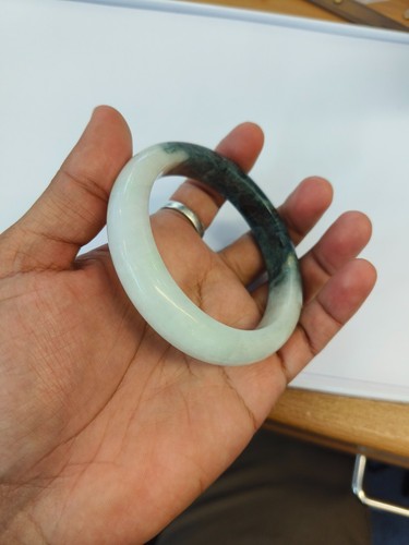 56mm Green Jade Bangle Bracelet 100% Real Natural Burmese Burma Jadeite - Picture 9 of 21