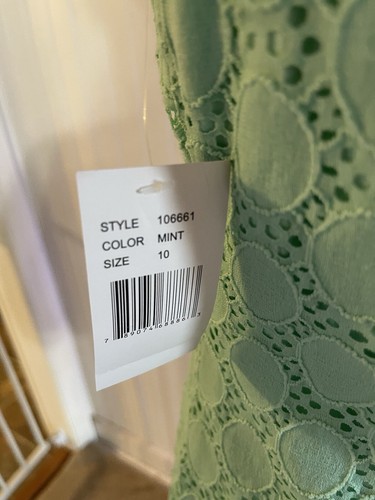 Ronni Nicole Mint Dress Lace Overlay Sz 10 Scoop Neck Scalloped Hem, Sleeveless - Picture 8 of 8